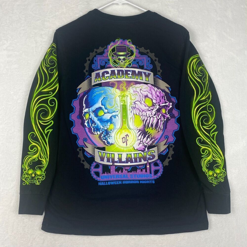 Universal Horror Nights Academy Of Villains Graphic Shirt Mens Medium Black